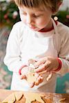 Small boy cutting out biscuits