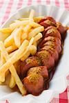 Currywurst (sausage with ketchup & curry powder) and chips