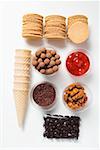 Wafers and ingredients for decorating ice cream desserts