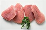 Several slices of pork fillet with parsley