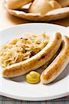 Sausages with sauerkraut and mustard