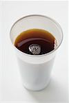 Black coffee in plastic cup