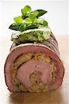 Stuffed beef roulade with herb butter