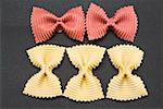 Five farfalle (red and yellow)