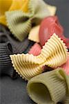 Various types of coloured pasta