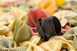 Various types of coloured pasta (full-frame)