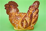 Chicken made from bread dough with pearl sugar (Easter)