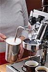 Frothing milk with espresso machine