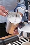 Frothing milk with espresso machine