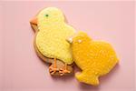 Two Easter biscuits (different yellow chicks)