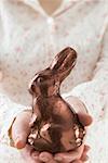 Hands holding Easter Bunny in foil