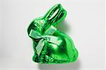 Chocolate bunny in green foil