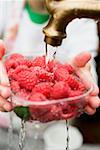 Washing raspberries
