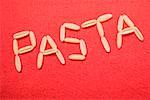 The word 'Pasta' written in pasta