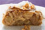 Morceau de Strudel aux pommes avec le sucre à glacer