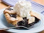 Piece of blueberry pie with cream