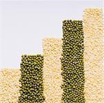 Close-up of lentils forming a bar graph