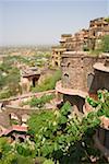 Erhöhte Ansicht eines Forts, Neemrana Fort Palace, Neemrana, Alwar, Rajasthan, Indien