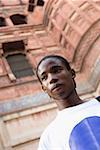 Low angle view of a young man looking away, Taj Mahal, Agra, Uttar Pradesh, India