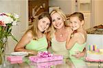 Mother and Daughters Celebrating Birthday