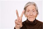 Woman Making Peace Sign