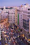 Vue d'ensemble de la Gran Via, Madrid, Espagne