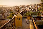 Auf dem Dach Terrasse mit Überblick über Stadt, Fez, Marokko