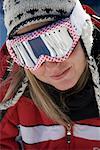 Portrait of Woman in Winter, Wearing Ski Goggles