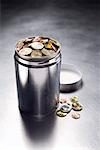 Canister Full of Euro Coins