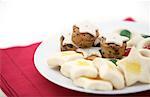 Fruitcake and Shortbread Cookies on Plate