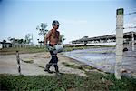 Farmer Building Barbed Wire Fence, Cuba