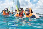 Familie Schnorcheln von Segelboot, Karibik