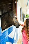 Adolescent Petting cheval