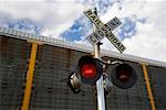 Train at Railroad Crossing, Arizona, USA