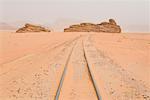 Railway Tracks in Desert, Wami Rum, Jordan