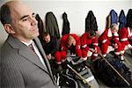 Coach and Hockey Players in Dressing Room