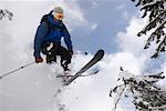 Telemark-Skifahrer, Asahidake, Hokkaido, Japan