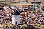 Windmill and Town, Consuegra, La Mancha, Spain