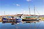 Bateaux amarrés dans le Canal de Crinan, Crinan, Knapdale, Argyll and Bute, Ecosse