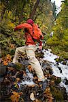 Man Hiking in Columbia River Gorge, Oregon, USA