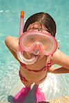 Girl Wearing Snorkel and Goggles