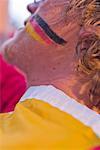 Close-Up of German Colours Painted on Face of Sports Fan, Euro 2008, Salzburg, Austria