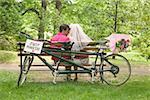 Newlyweds relax after a bicycle ride