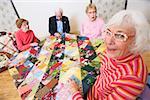 Seniors at a quilting bee