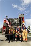 Portrait de trois pompiers