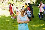 Happy woman at a summer picnic