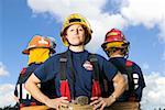 Portrait of female firefighters outside