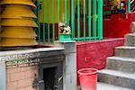 Stairs to side street Hong Kong temple