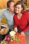 Couple cooking together