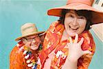 Couple wearing festive outfits